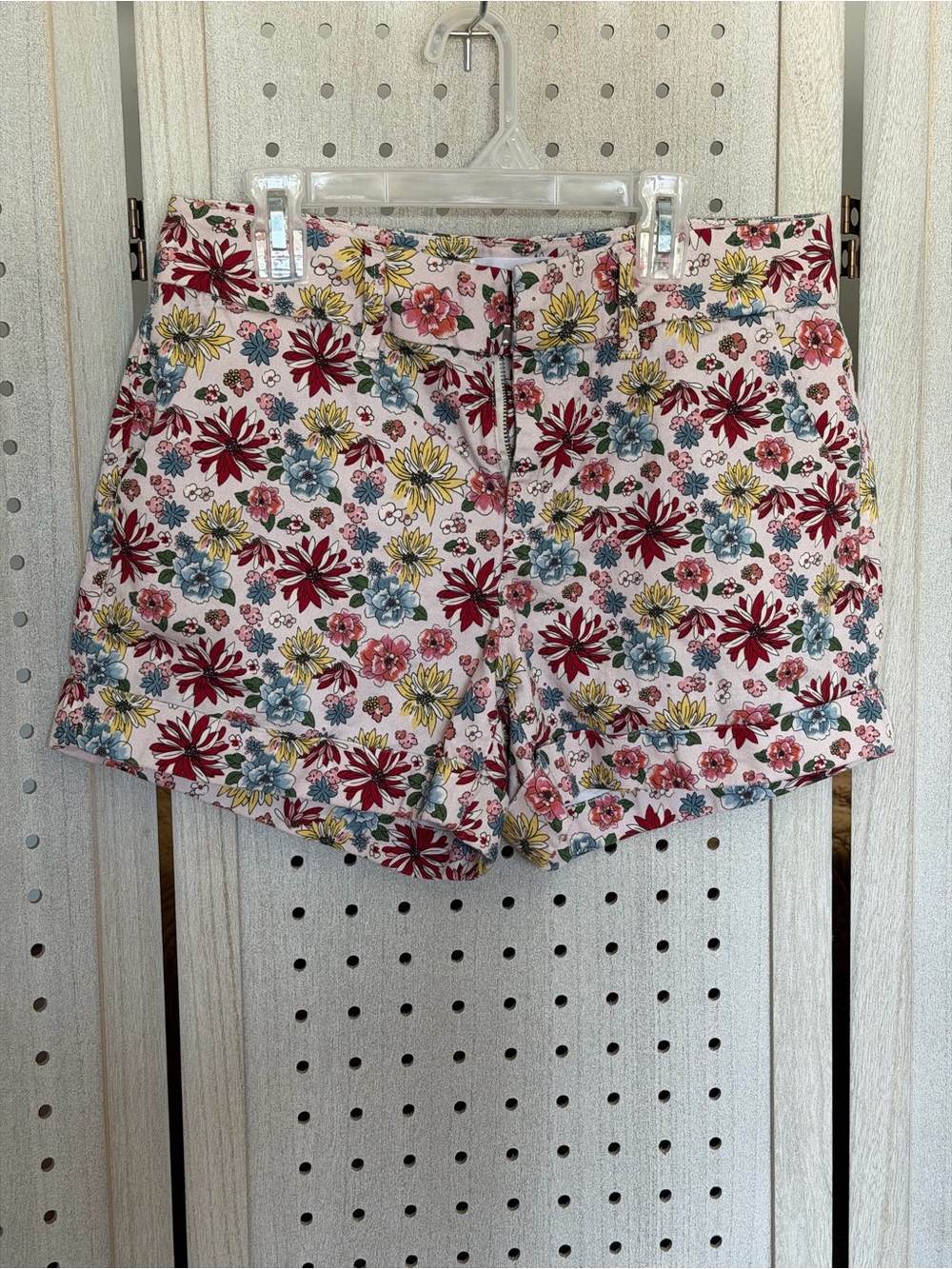 Dear John Floral High-Rise Jean Shorts in Pink, Red, Yellow & Blue